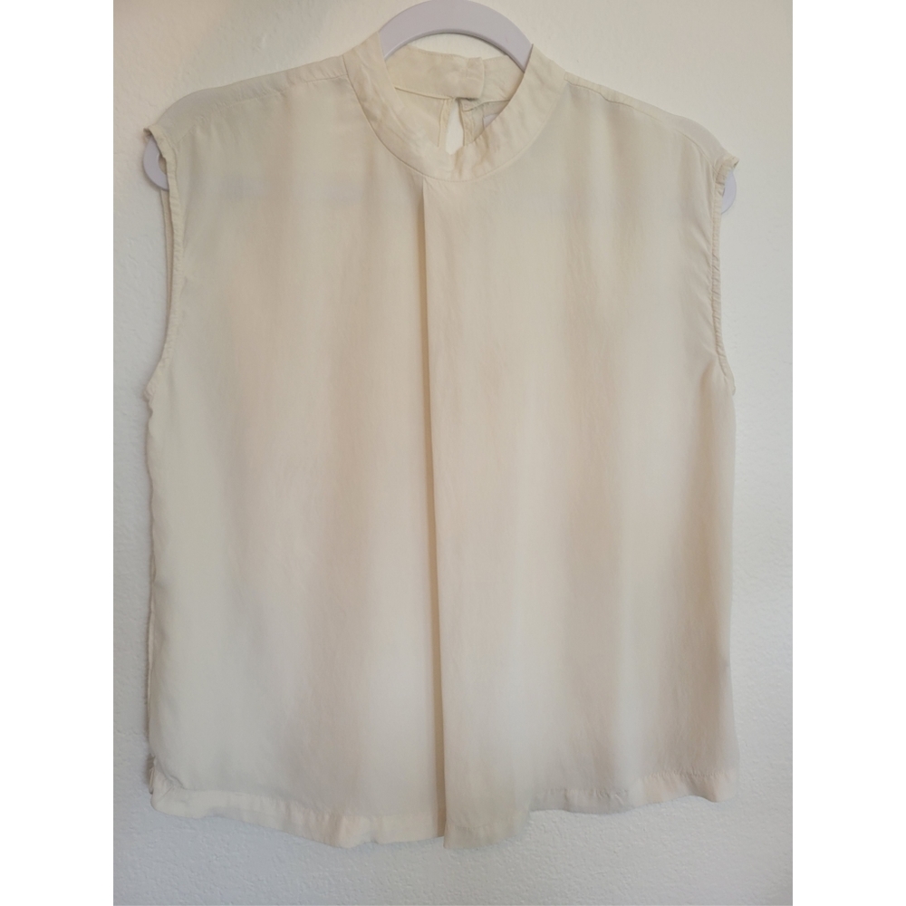 Women's Nine West Silky High Neck Sleeveless Ivory Tunic